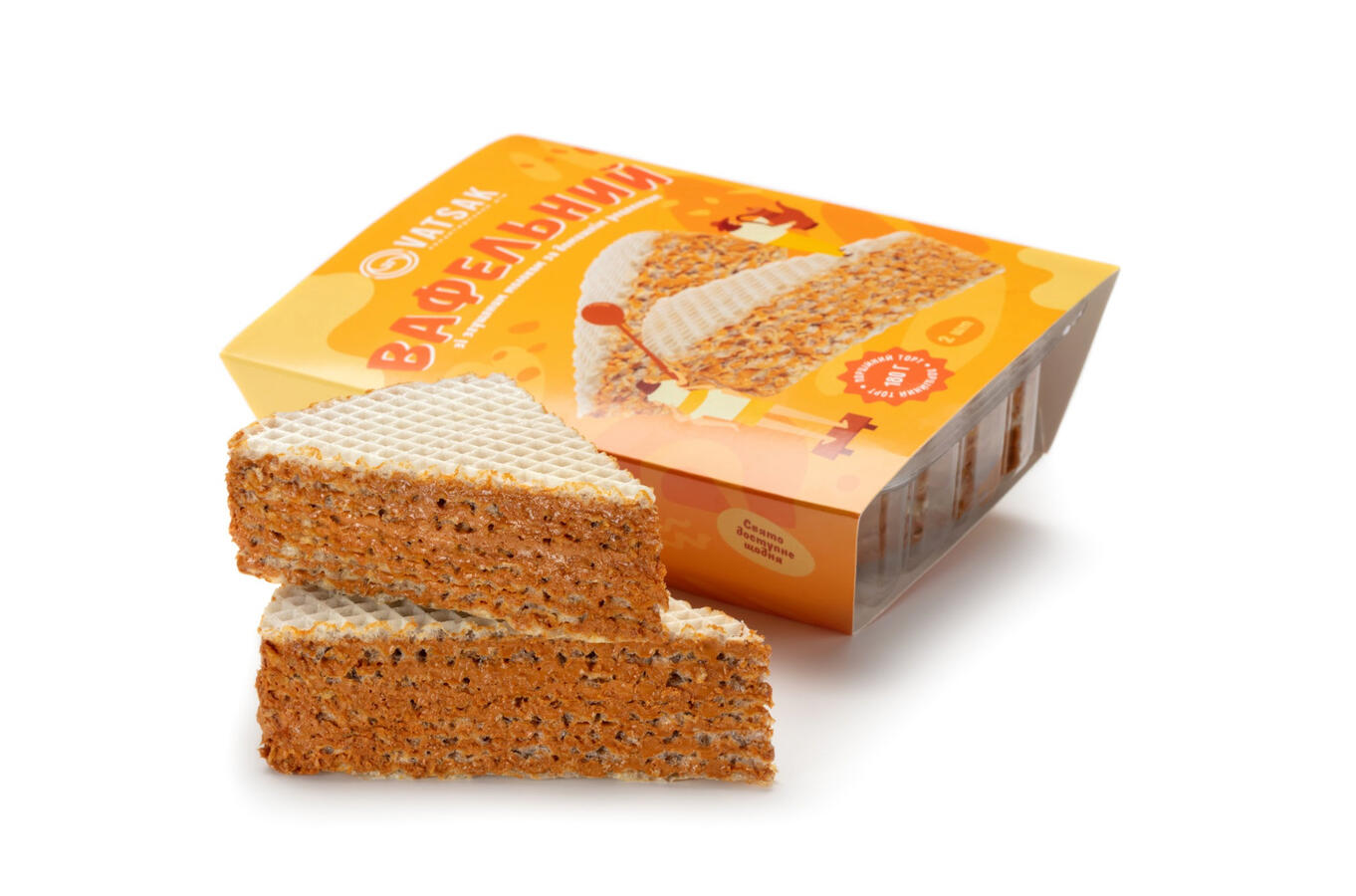 Waffle cake with caramel filling